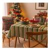 Christmas Gift Print Tablecloth New Xmas Faux Linen Dining Table Decor Backdrop
