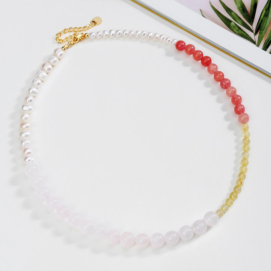 Natural crystal necklace, irregular pearl necklace, Bohemian bead necklace, jewelry