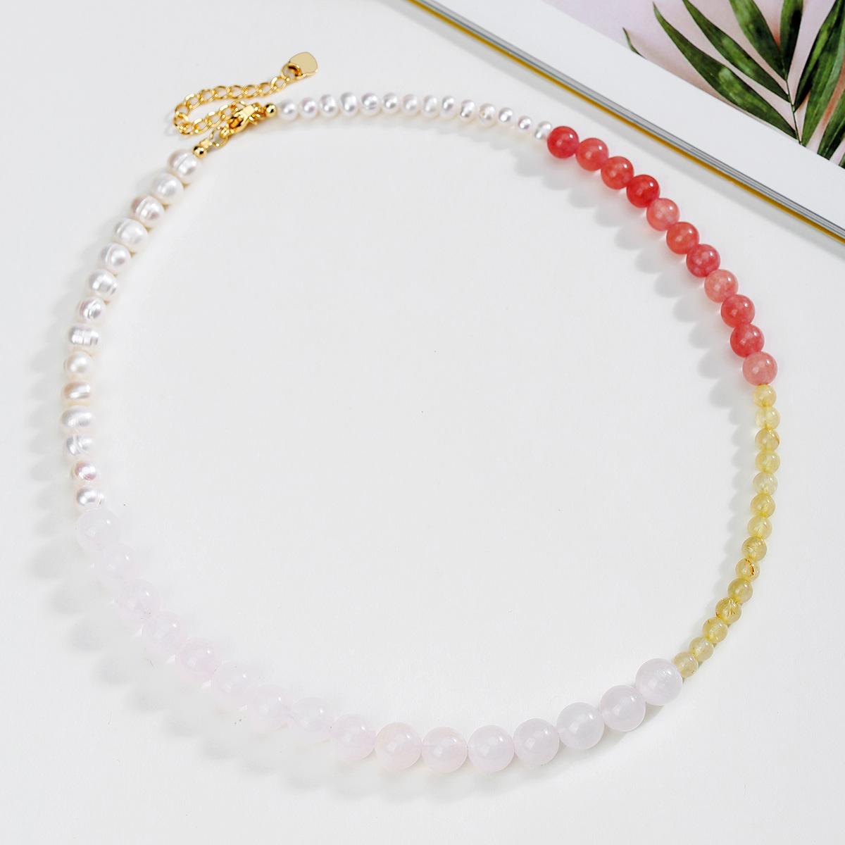 Natural crystal necklace, irregular pearl necklace, Bohemian bead necklace, jewelry