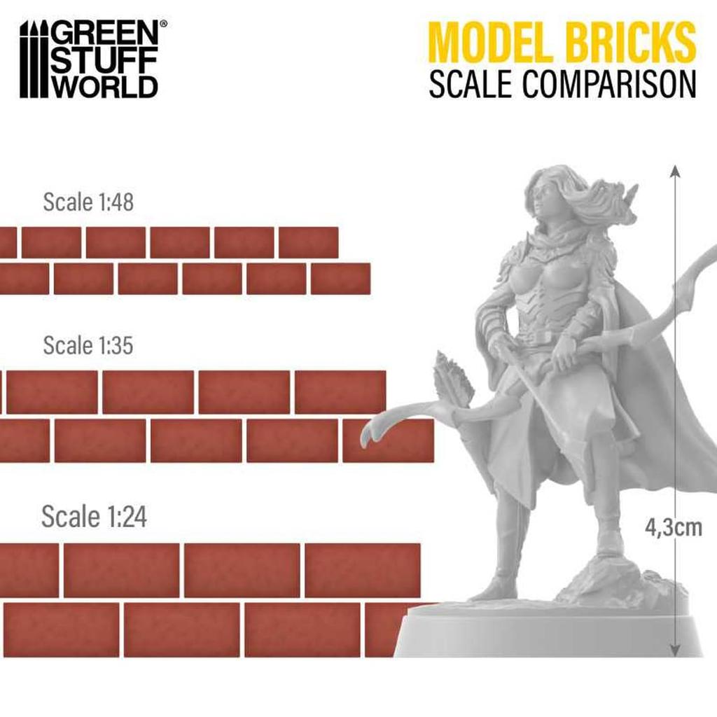 Green Staff World Diorama Material Miniature Bricks, Red, Approximately 2000 Pieces, Model Building Material, GSWD-9207