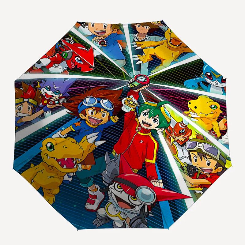 1pc Digimon Adventure Automatic Opening Umbrella with 3-Fold Design, Iron Frame, Suitable for Fans, Travel, Daily Use, Gift Idea.H084