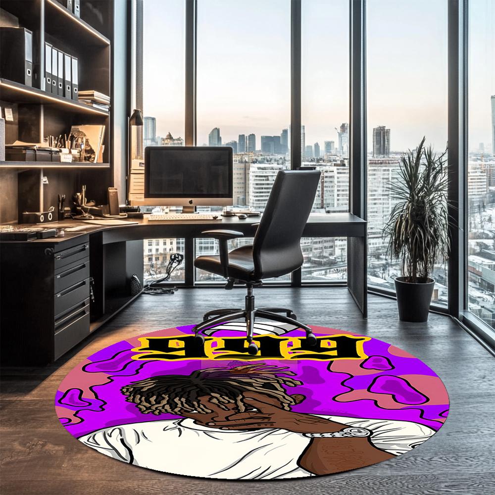 Juice WRLD Printed Round Rug Carpet Chair Rug Area Rug Entryway Doormats,for Office Chair Living Room Bedroom Kitchen Room.