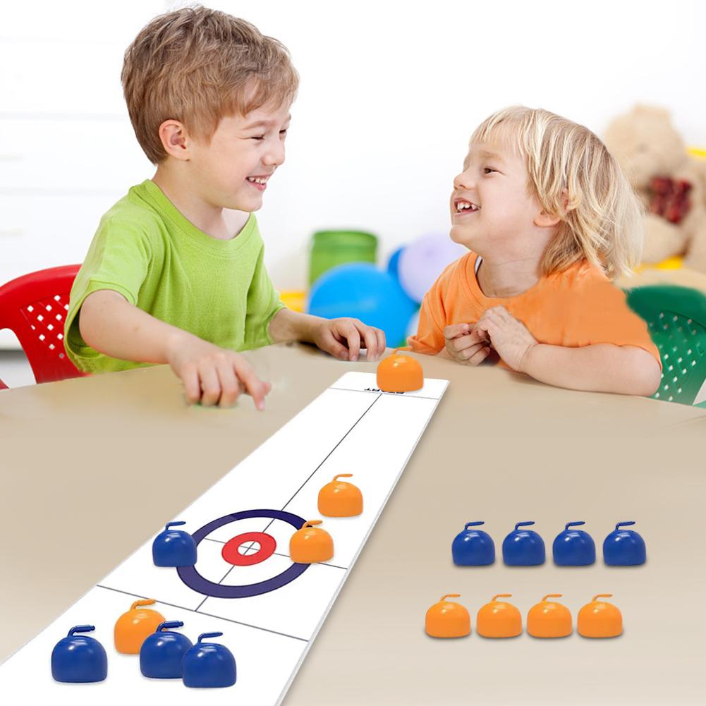 Compact Curling Family Games with 8/16 Tabletop Curling Stones Compact Curling Board Game Sport Party Game Equipment for Age 6+