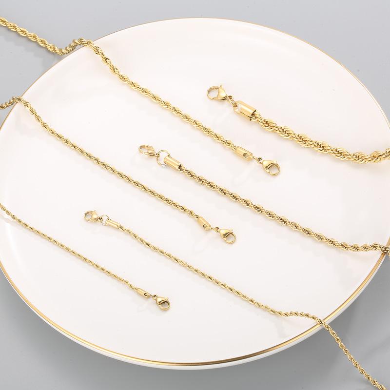 Jewelry Wind Twist Rope Chain Hiphop Hip Hop Electroplated Men'S And Women'S Titanium Steel Twist Chain