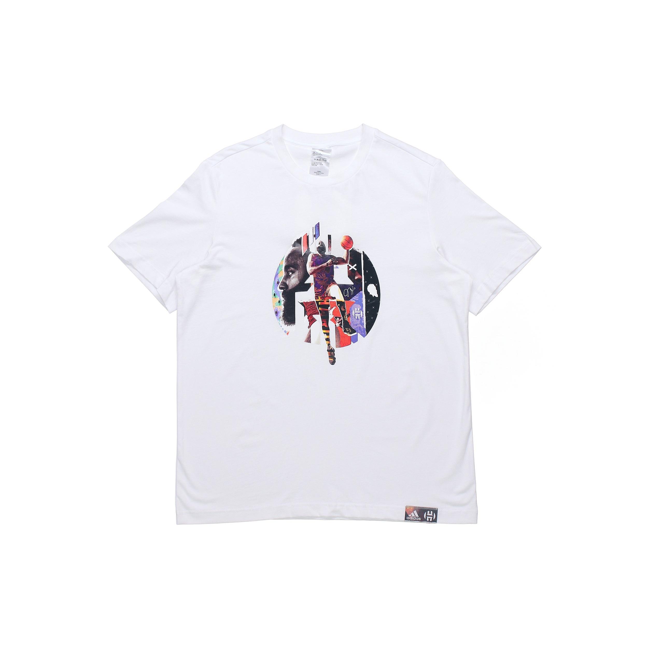 adidas Hdn Abstract T Basketball Sports Printing Loose Short Sleeve White Men s GH6717 L