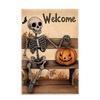 Halloween Garden Flag Pumpkin Ghost Witch Halloween Flags  Double Sided Faux Linen Funny Yard Decoration for Outdoor Welcome