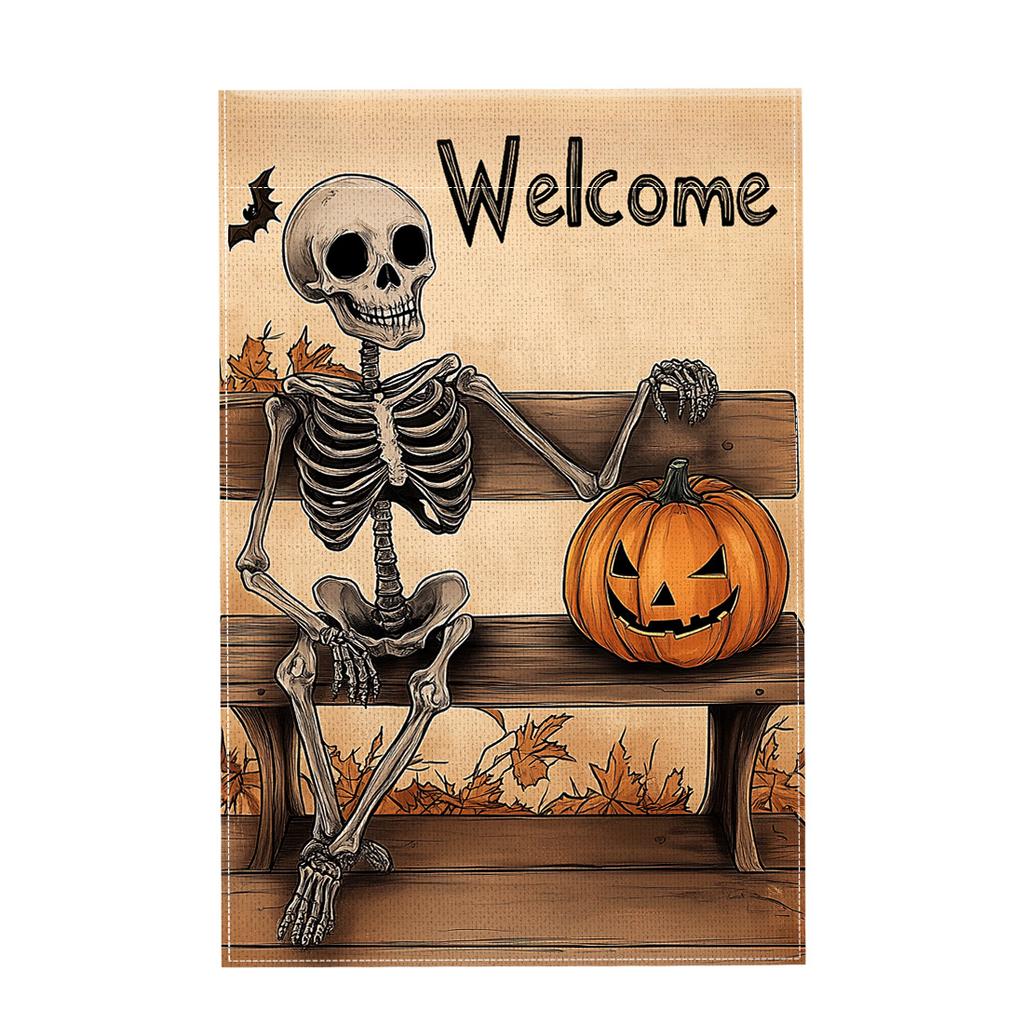 Halloween Garden Flag Pumpkin Ghost Witch Halloween Flags Double Sided Faux Linen Funny Yard Decoration for Outdoor Welcome