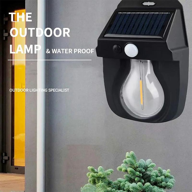 LED Solar Light Wireless Sensor Three-mode Waterproof Solar Wall Lamp Outdoor Motion Garden Decoration LED Tungsten Light Bulb