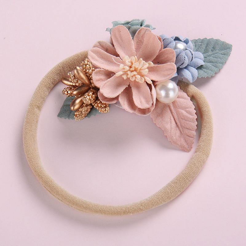 Toddler Pearl Flower Headdress Hair Ties Scrunchies Rubber Bands for Baby Girls' Ponytail Kids' Hair Accessories