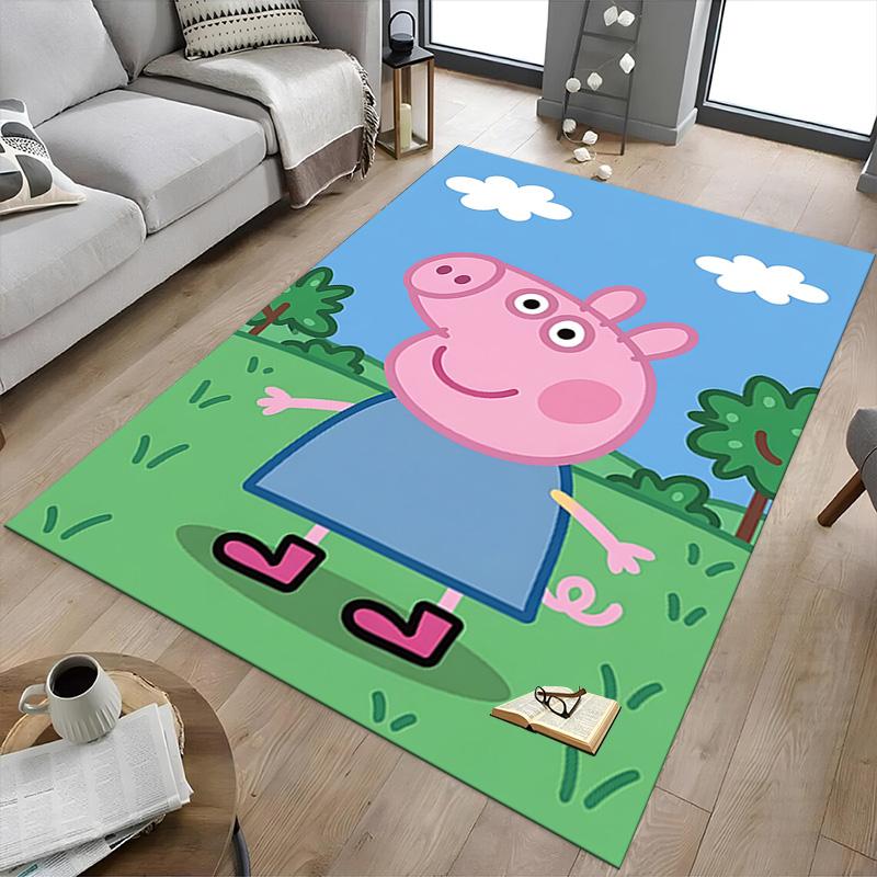 1pc Peppa Pig Friends Adventure Carpet for Playroom Bedroom Living Room Sofa Home Decor,kids Game Area Rug Non-slip Floor Mat Y723130