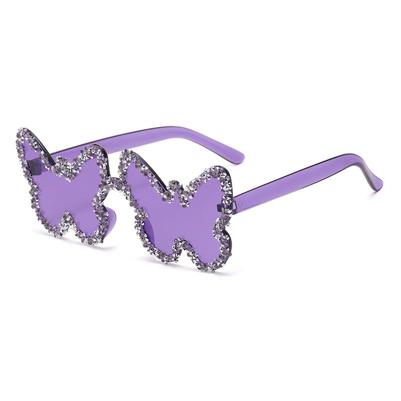 Man Woman Rhinestone Butterfly Shape One-Piece Sunglasses, Party Prom Runway Fashion Accessory Eyewear