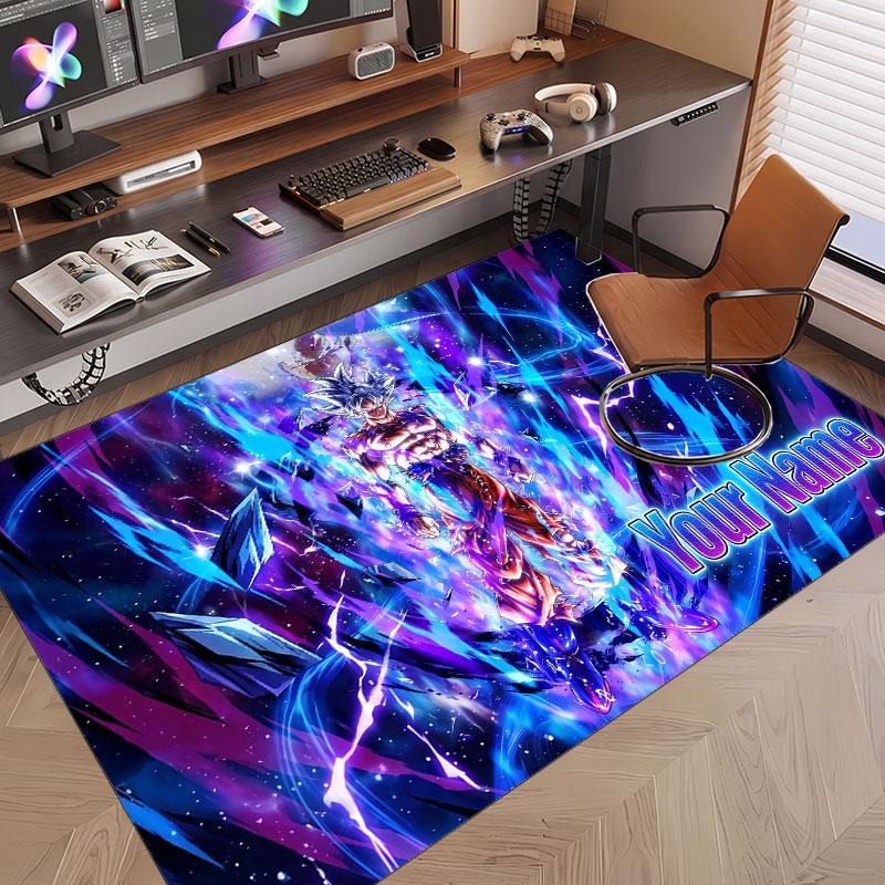 Custom Name Crystal Velvet Rug,Dragon Ball Comfortable Anti Slip Floor Mat For Room Decoration