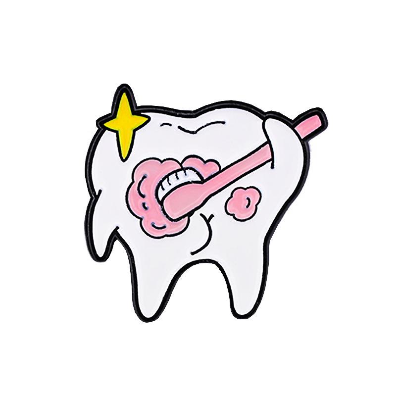 Chic White Toothbrush Brooch: Love Your Smile & Happy Brushing