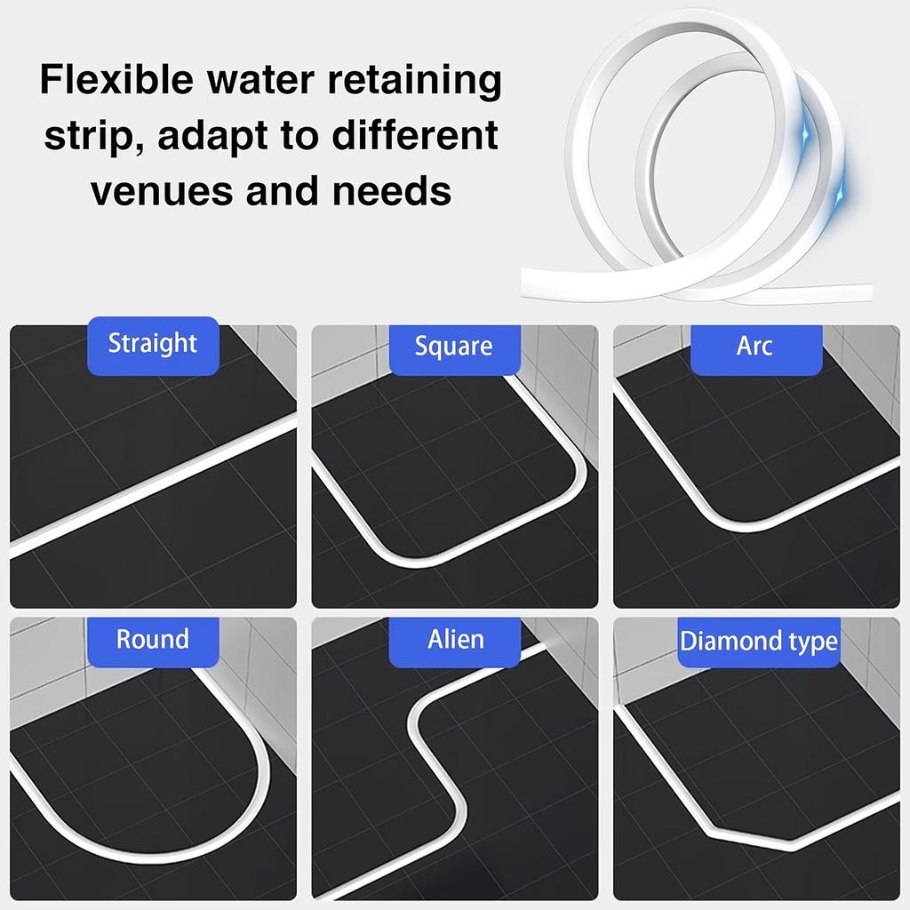 1pc 1/2m Bathroom Water Stopper Water Retaining Bendable Strip Dry &Wet Separation Seal Strip Shower Dam Flood Barrier