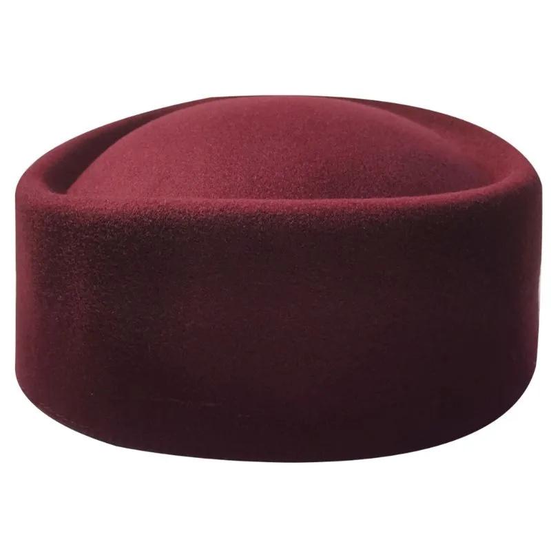 Women's Retro French Round Top Jazz Hat Woolen Hat Concave Top Stage Performance Large All-match Imitation Woolen Hat