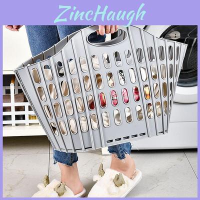 Plastic Collapsible Laundry Basket With Handle For Home Bathroom Storage And Wall Mounting