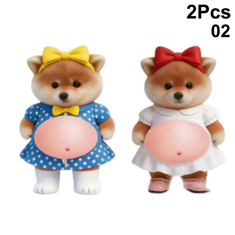 2Pcs Cute Shiba Inu Dog Cat Belly Sticker With A Soft Pink Background Silicone Self-Adhesive Sticker For Phone Car Decoration