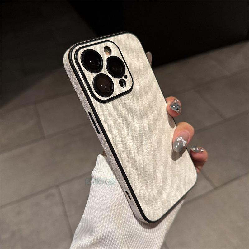 Side sticker denim pattern is suitable for iPhone17pro mobile phone case Apple 16pro solid color 15pro with lens film 14p.
