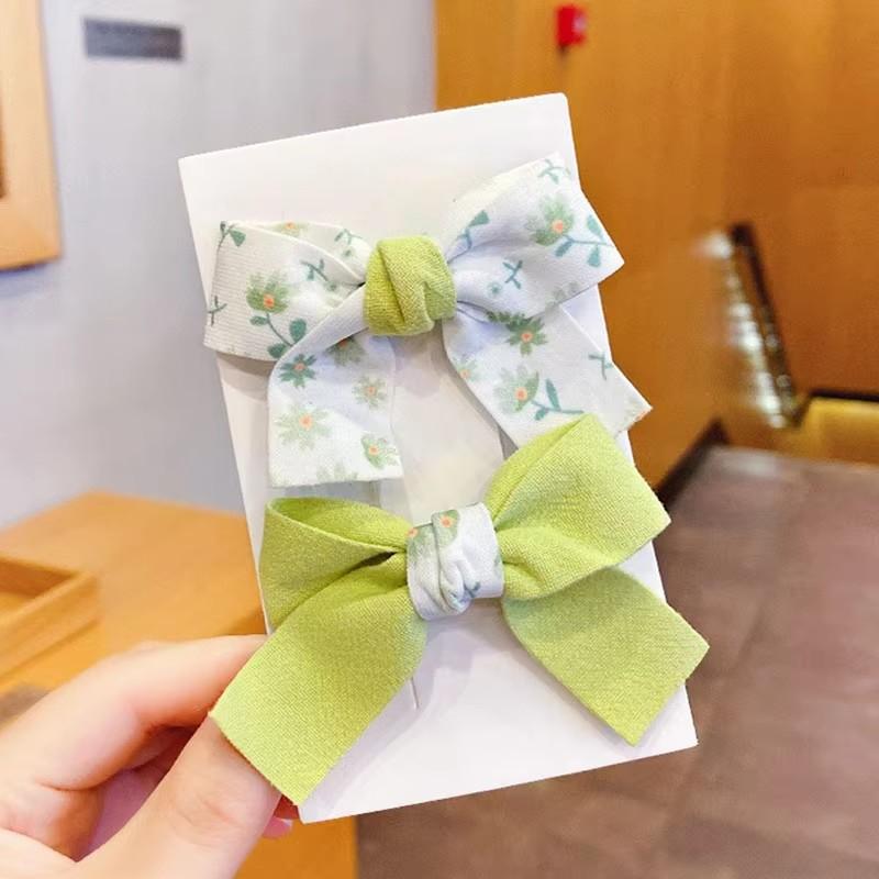 New 2Pcs Children's Bow Flower Hair Clips Korean Girls Side Bangs Hair Clips Sweet Girls Cute Headwear