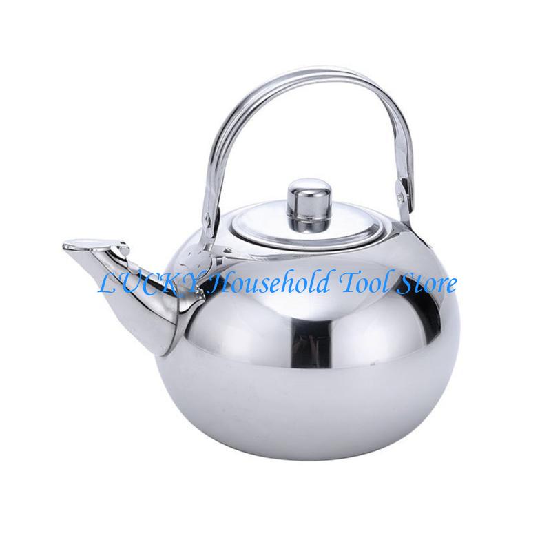 

J0MC Stainsless Steel Teapots with Infuser Stovetop Kettles Round Coffee Teas Pots