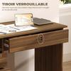Computer Desk, 5 Drawers, 110 x 50 cm, Open Shelf, Lockable Drawer, Walnut