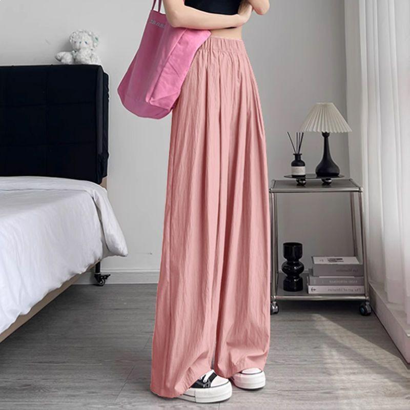 

Ice Silk Women s Wide-Leg Pants Set: High-Waisted, Slimming, Loose, Straight-Leg, Summer Style. 3XL (145-160 jin recommended)