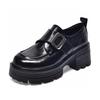 Platform shoes women's spring new fashion personalized belt buckle waterproof table thick heel British small leather shoes