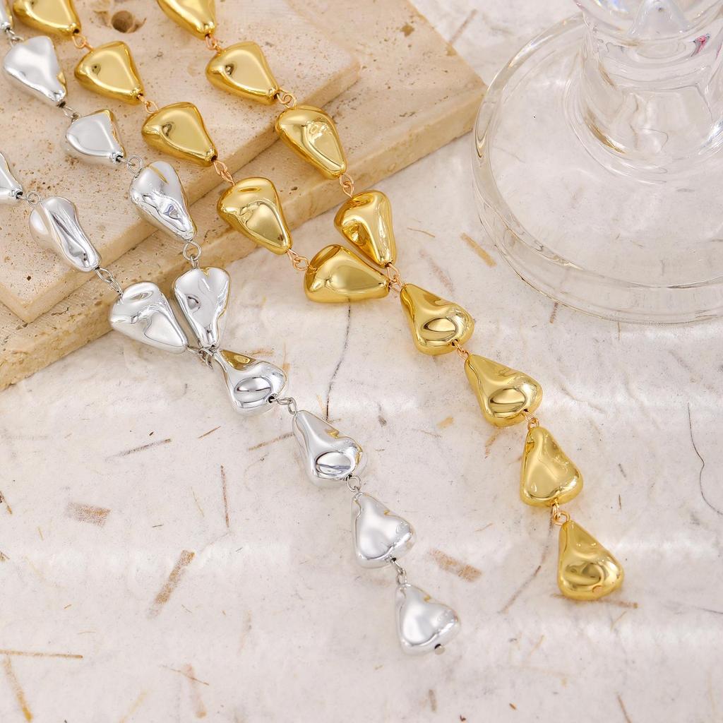 Cross-border Fashion Y-shaped Tassel Necklace with Water Drop and Irregular Baroque Beads