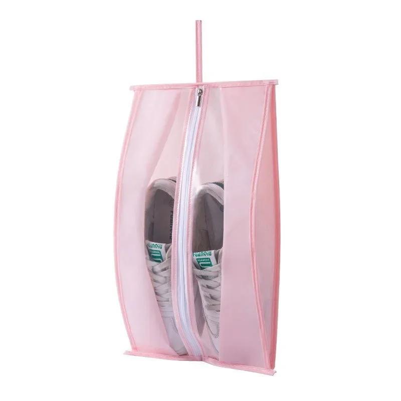 Tranparent PEVA Shoes Bag Portable Waterproof Duseproof Shoes Zipper Storage Bag Classified Hanging Shoes Storage Bags Closet