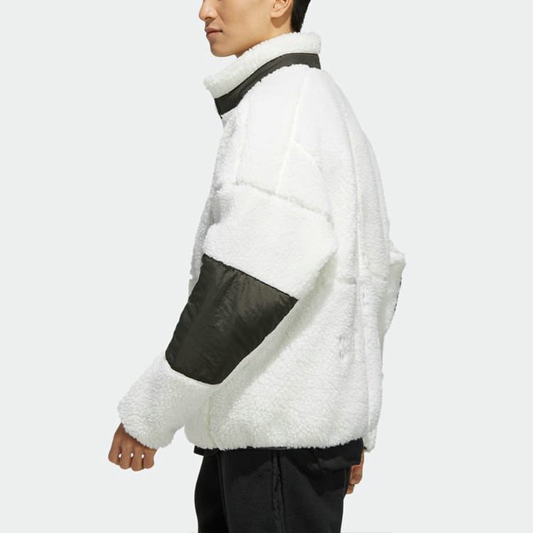 adidas Velvet Jackets Men's White Stand Collar Thickened ED1922
