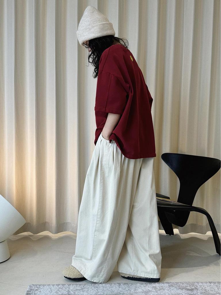 Louvre Spring Japanese Retro High-Density Cocoon-Shaped Wide-Leg Slimming Casual Pants for Women