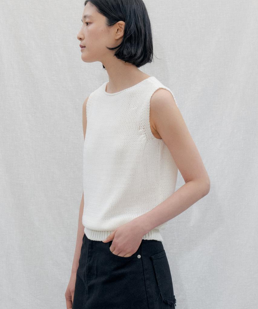 STEP AROUND Boat Neck Tube Sleeveless Knit_Ivory