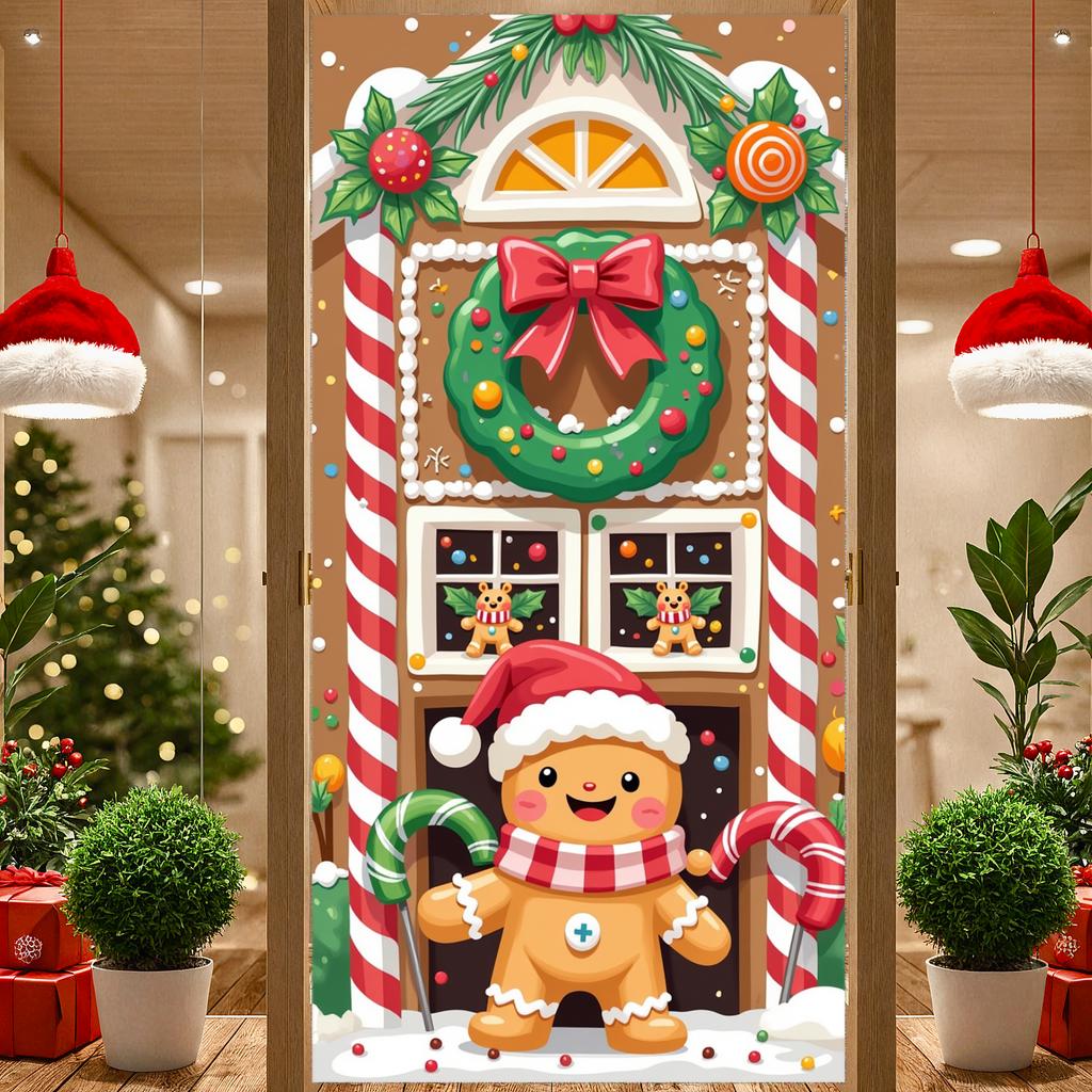 Decorazioni Natalizie Ghirlanda Natalizia Decorazione Ghirlanda Stendardo Festivo Tema Pan di Zenzero Babbo Natale Per Evento di Riunione Festiva