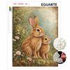 Two Rabbits Pearl Art Kit with Frame 3D Sparkling Bead Canvas Relaxing Craft for Cozy Room Wall Decor Aesthetic Floral Home Decoration