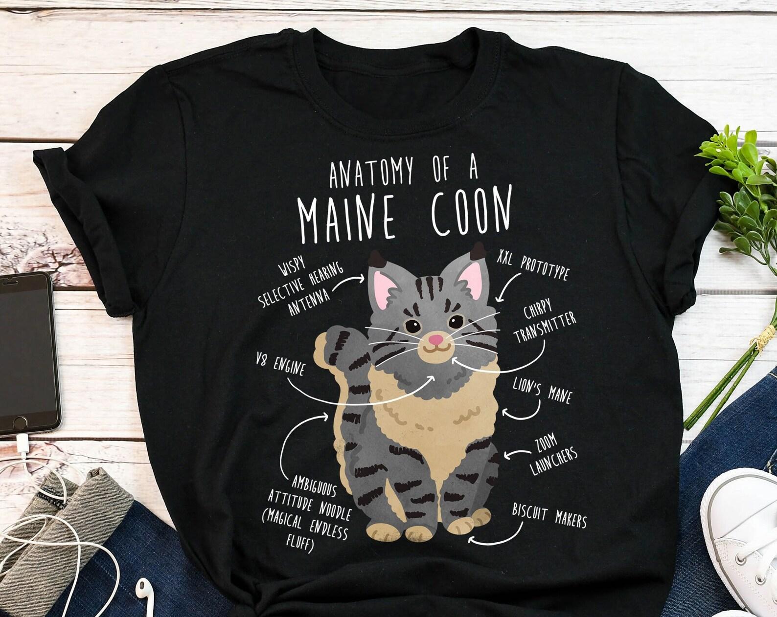 Maine Coon Cat Shirt, , , Funny Cat Lover Gift, Cute Pet T-shirt, Maine Coon Lover Tshirt, Maine Coon Tee, Cat Mom, Dad, Grey Blue 120