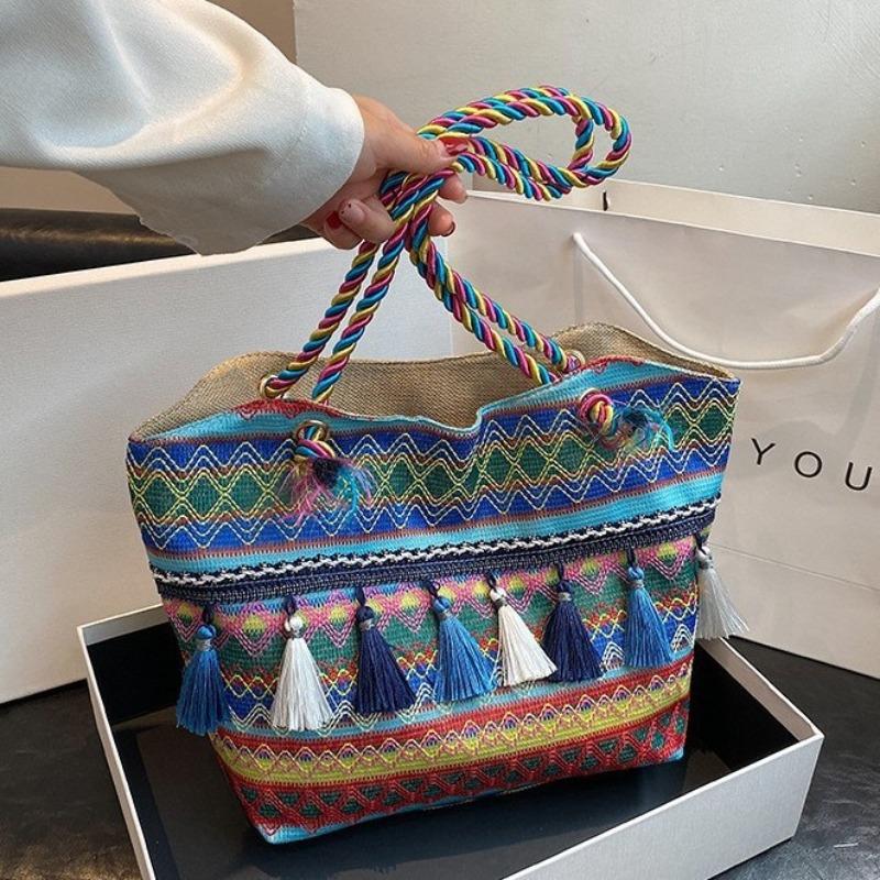 Shoulder Bag Women's Ethnic Style Large Capacity Popular Oblique Span New Niche Design Fashionable Versatile Woven Handbag Bag