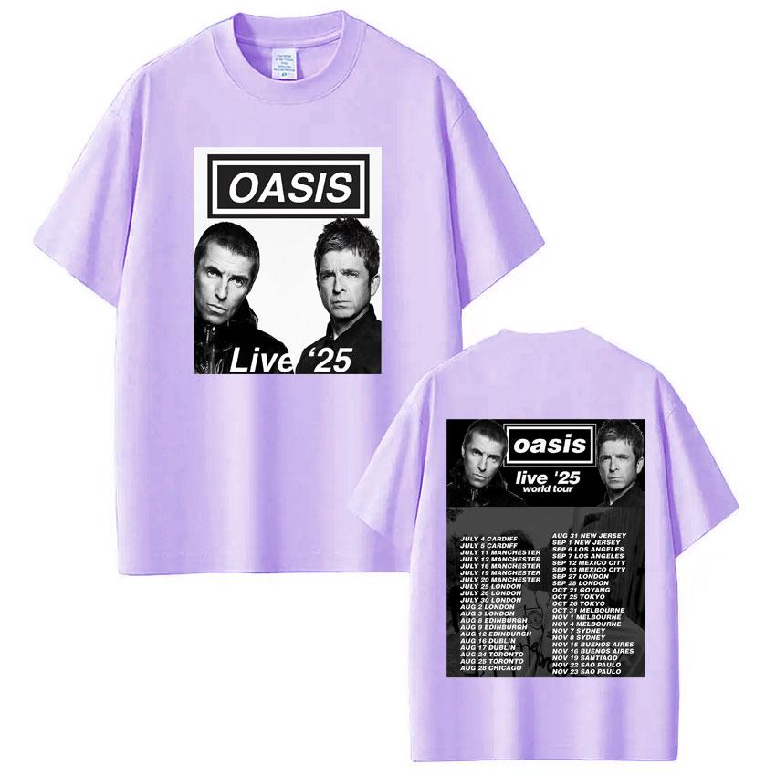 British Rock Band OASIS Live 25 World Tour 2025  Tshirt Men Woman Oversized T Shirts Hip Hop Summer Cotton Gothic Punk Tshirts