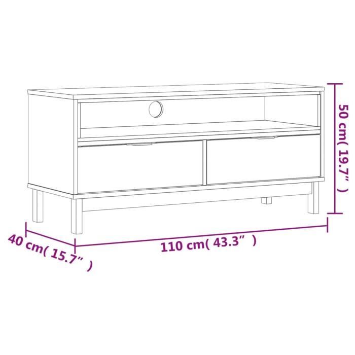 VidaXL Meuble TV FLAM 110x40x50 cm bois massif de pin 357819