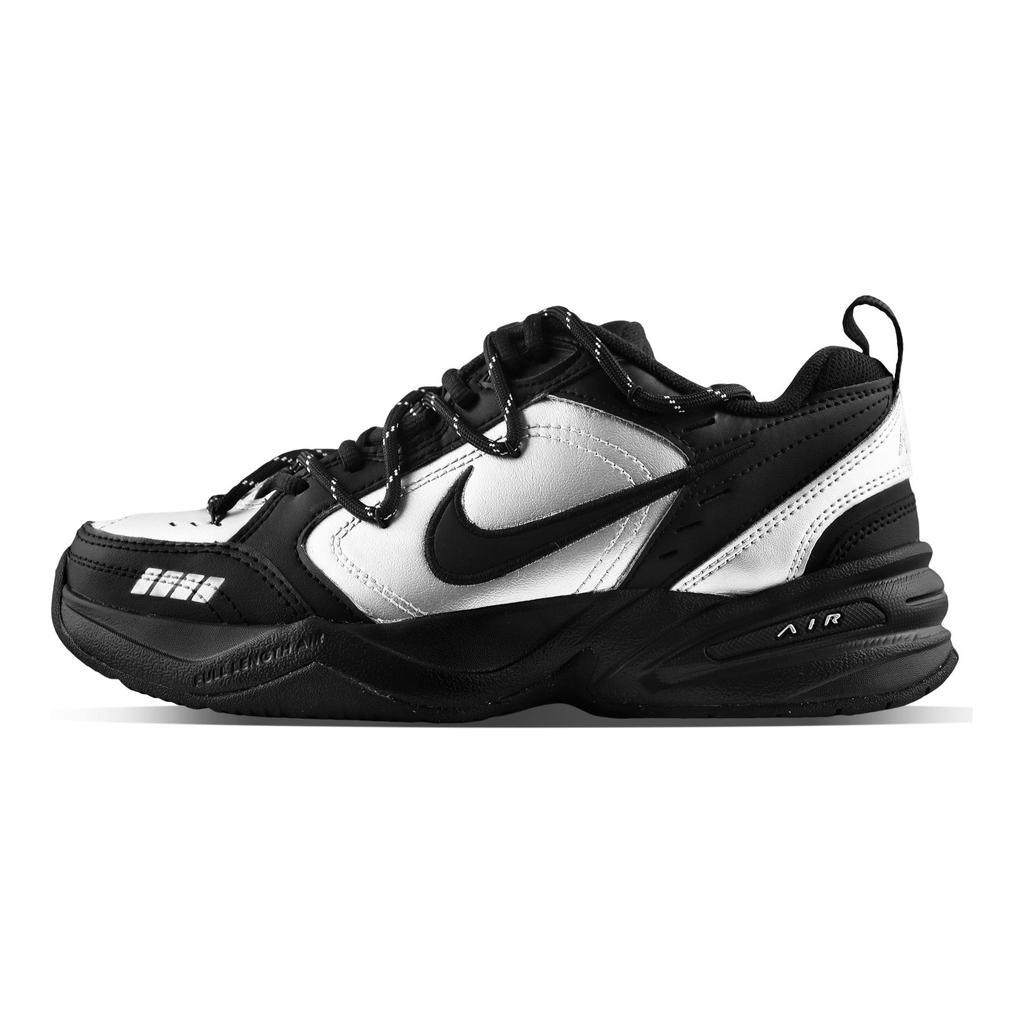 Nike Air Monarch 4 Slip Resistant, Abrasion Resistant, Lightweight Low Top Chunky Sneakers Unisex Black Silver 415445-001(Team129-)