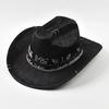 Neuer Punk-Stil Western-Cowboyhut für Damen Herren Vintage Großer Rand Cowgirl Jazzhut Feiertage Party Cosplay Hut