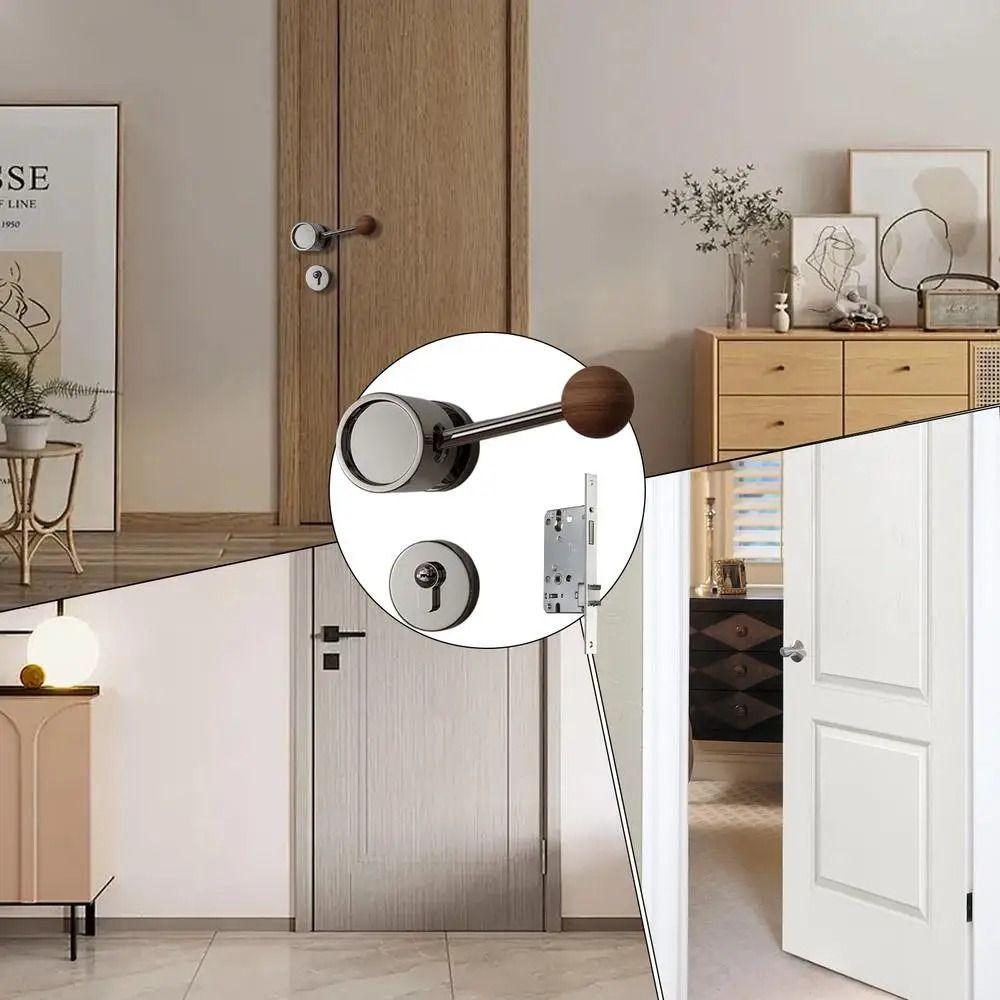 Black Walnut Vintage Door Lock Creative Design Modern Door Knob Security Door Bar  Bedroom Use