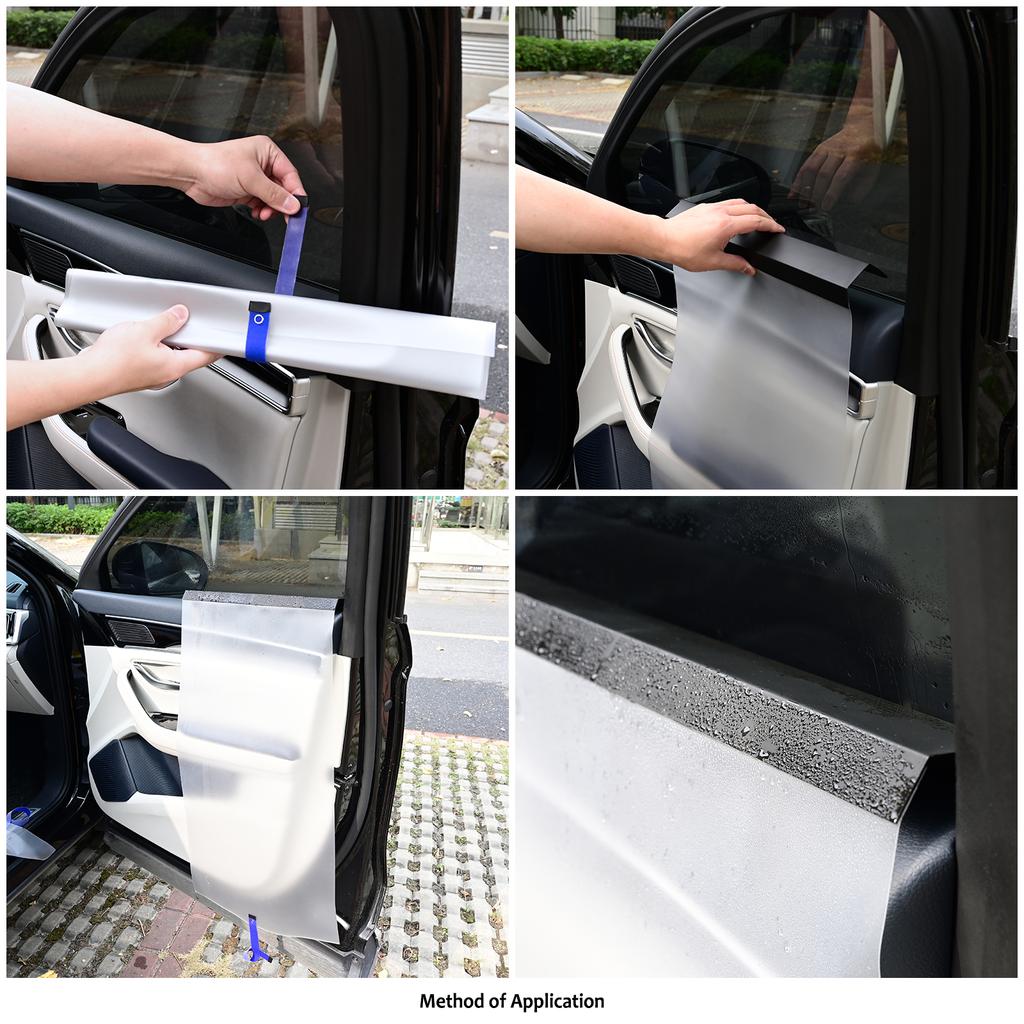 EHDIS Car Door Panel PET Cover Waterproof Gaurd Protection Glass Cleaning Window Film Tint Install Water Shield Sheet 2pcs/Pack