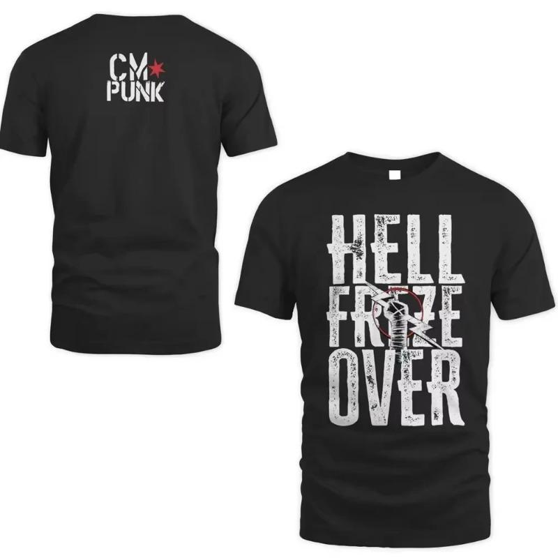 Moda Estiva T-shirt da Uomo Stampa Bracciale Lottatore CM Punk Girocollo Street Sports Casual Oversize Top