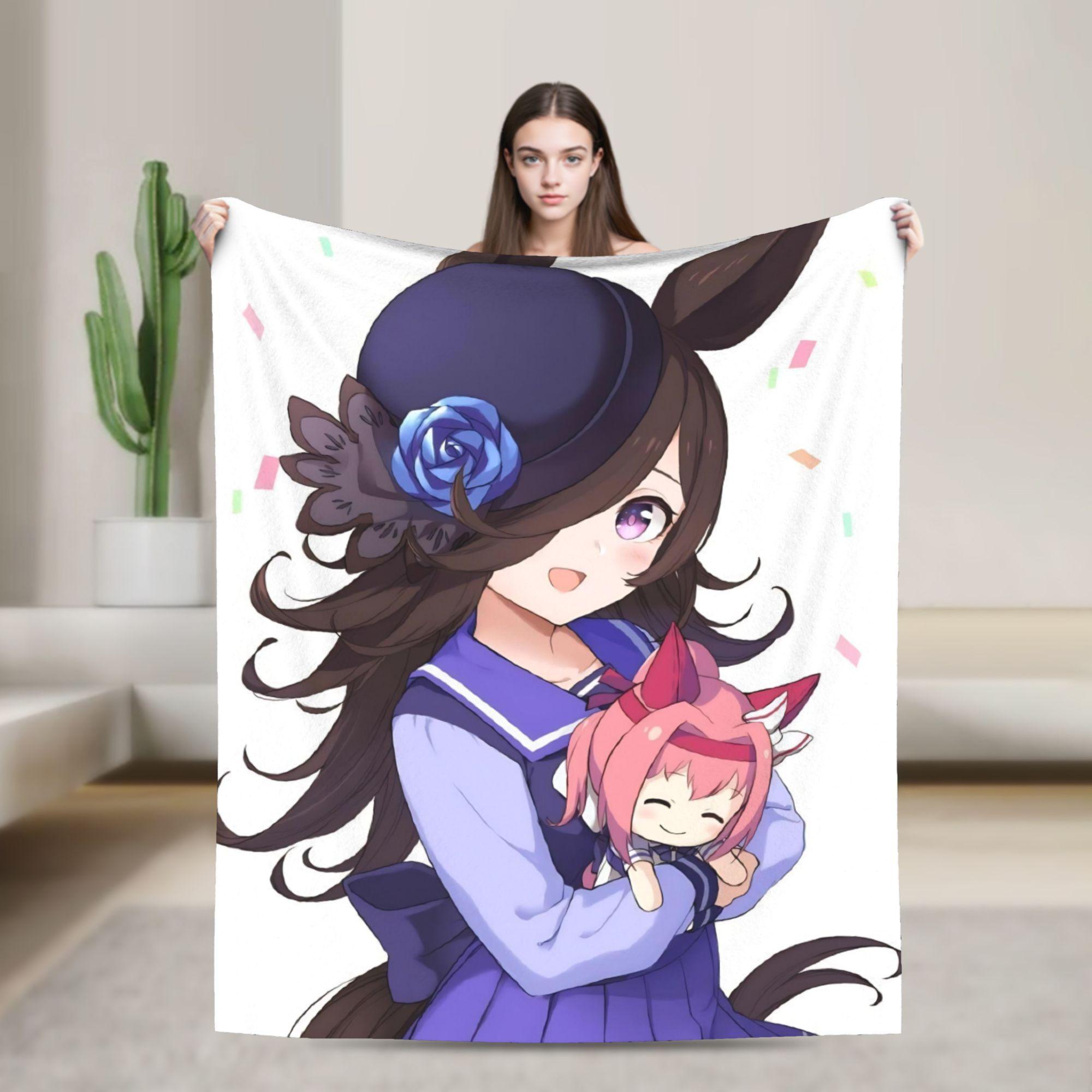 

Rice Shower Umamusume Pretty Derby Blankets Fleece Winter Portable Super Warm Throw Blanket for Bed Bedroom Plush Thin Quilt 75x90cm