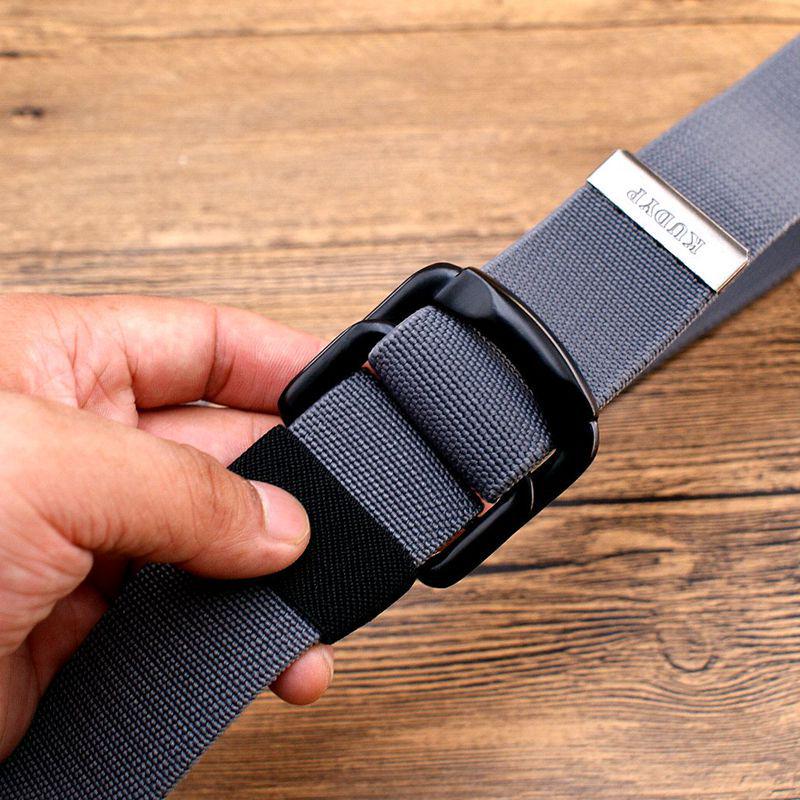 Men's Canvas & Leather Double Ring Stretch Belt