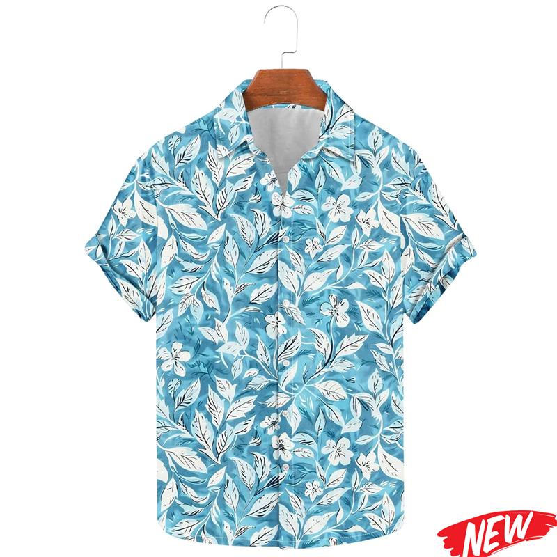 Hawaiian Flower Pattern Men Shirt 3d Printed Floral Summer Beach Short Sleeve Lapel Shirts Streetwear Button vacation Shirt
