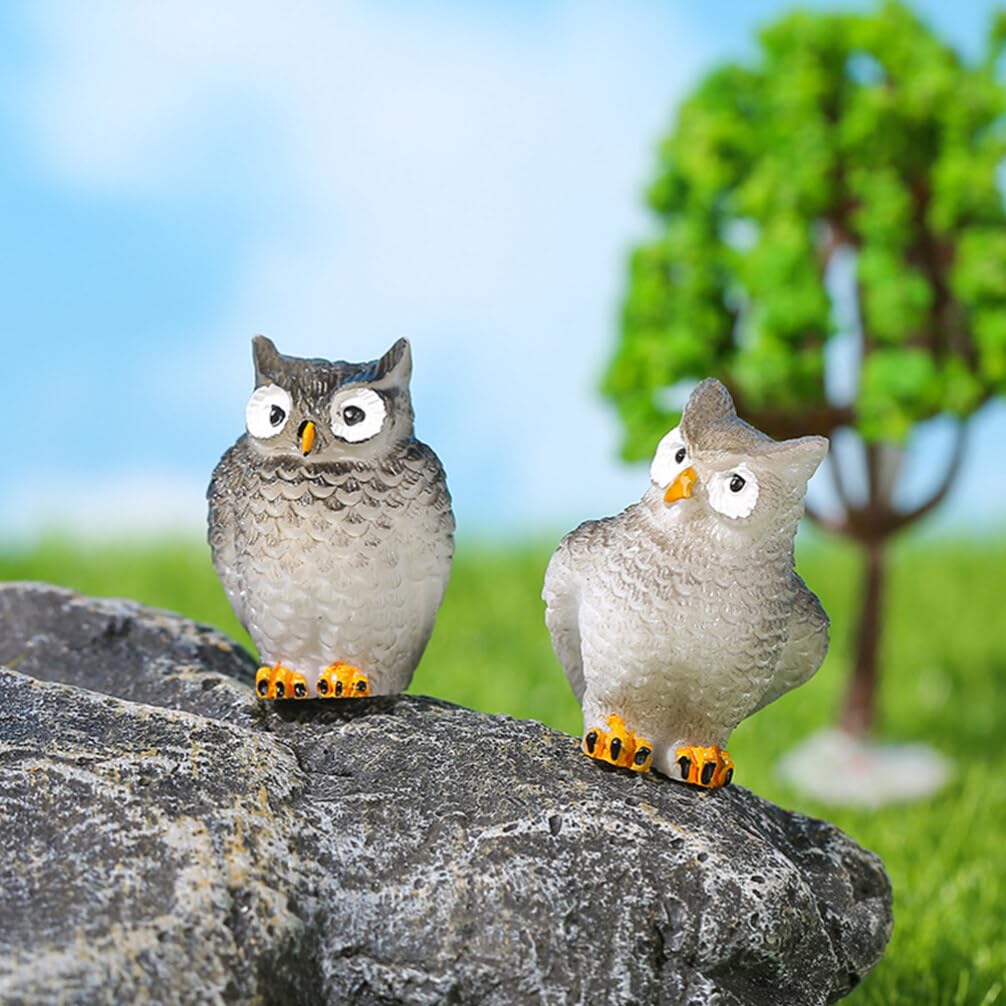 STOBOK Mini Uil 12 stuks Hars Mini Uil Sprookjestuin Mini Dierfiguren voor Moslandschap DIY Terrarium Huisdecoratie Beeldjes, Standbeelden,