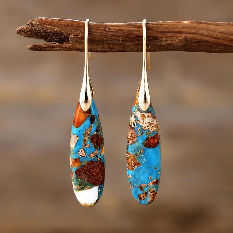 

Bohemian Emperor Stone Water Drop Pendant Earrings Earrings Popular Natural Stone Jewelry