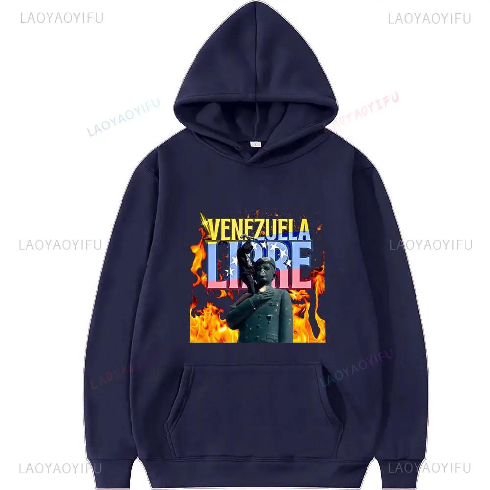Venezuela Libre Sweatshirt Hasta El Final Con Venezuela Gift for Venezuelans Spring and Autumn Long Sleeve Men Pullovers