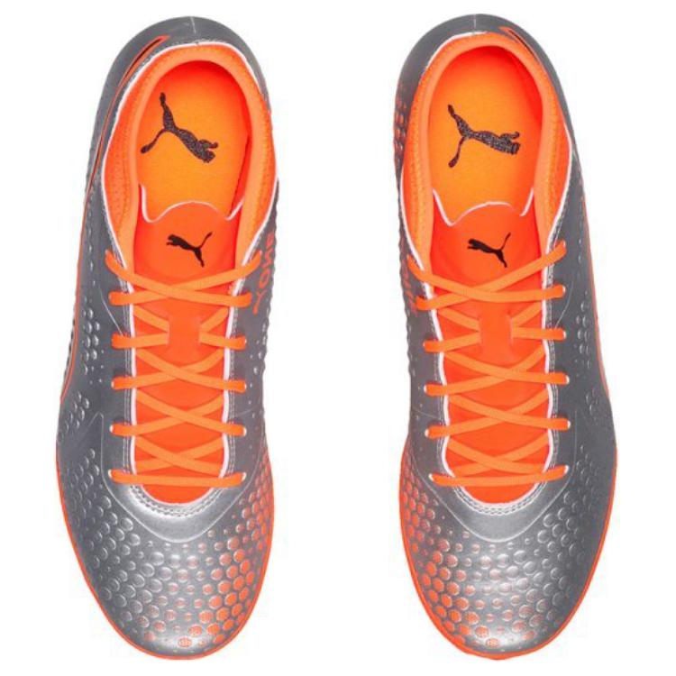 Puma One 4 Syn TT Soccer Shoes Men Footwear Silver Orange Black 104751-01